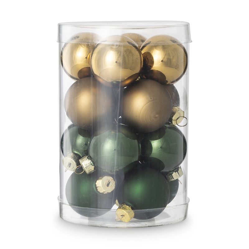 Box met kerstballen - groen - ø4cm - set van 16